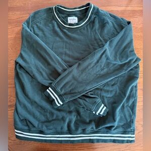 Hunter Green retro stripe crew neck Sweatshirt